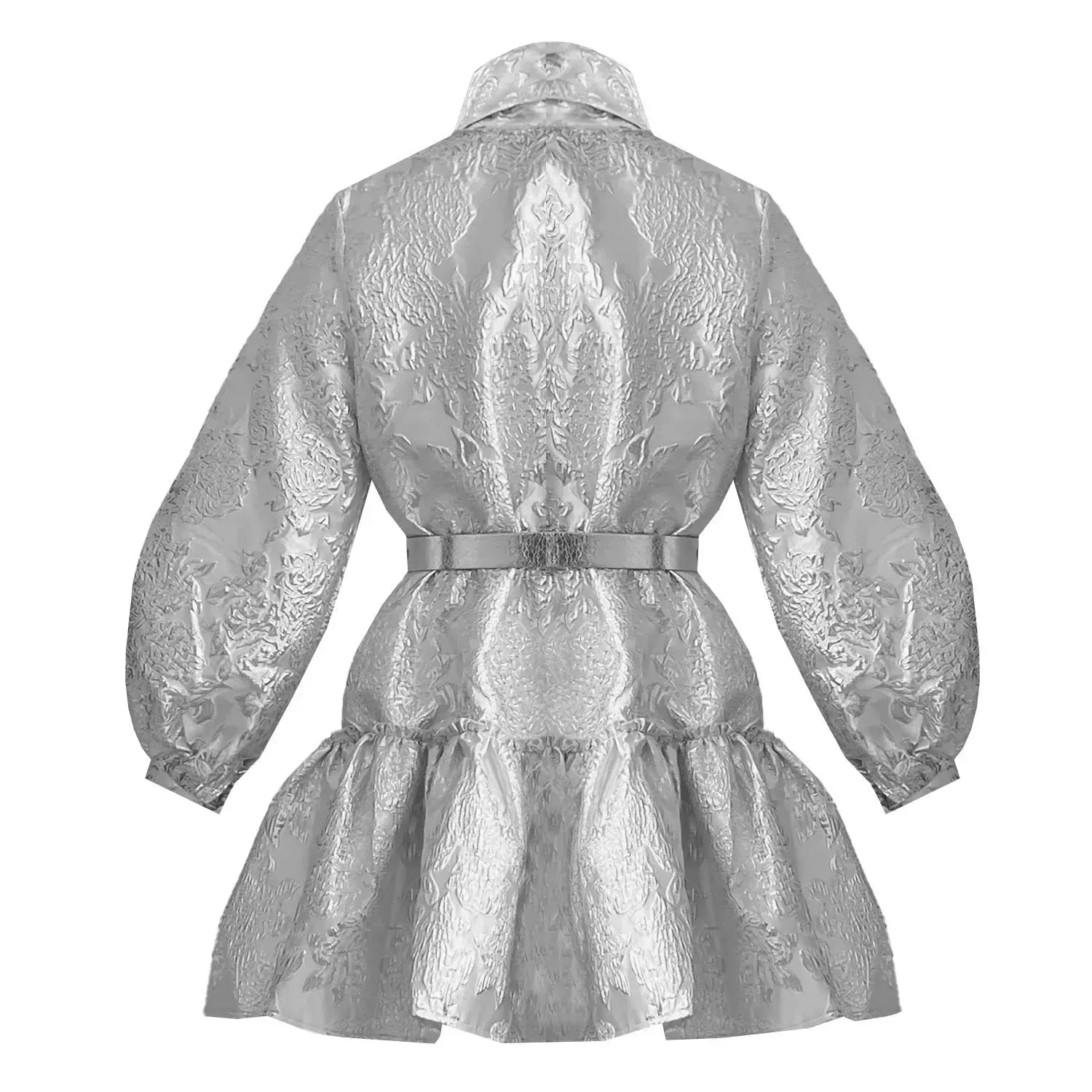 A-Shaped Brocade Dress - Silver