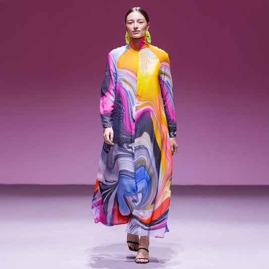 A-Shaped Maxi Dress - Smokeflow Watercolour
