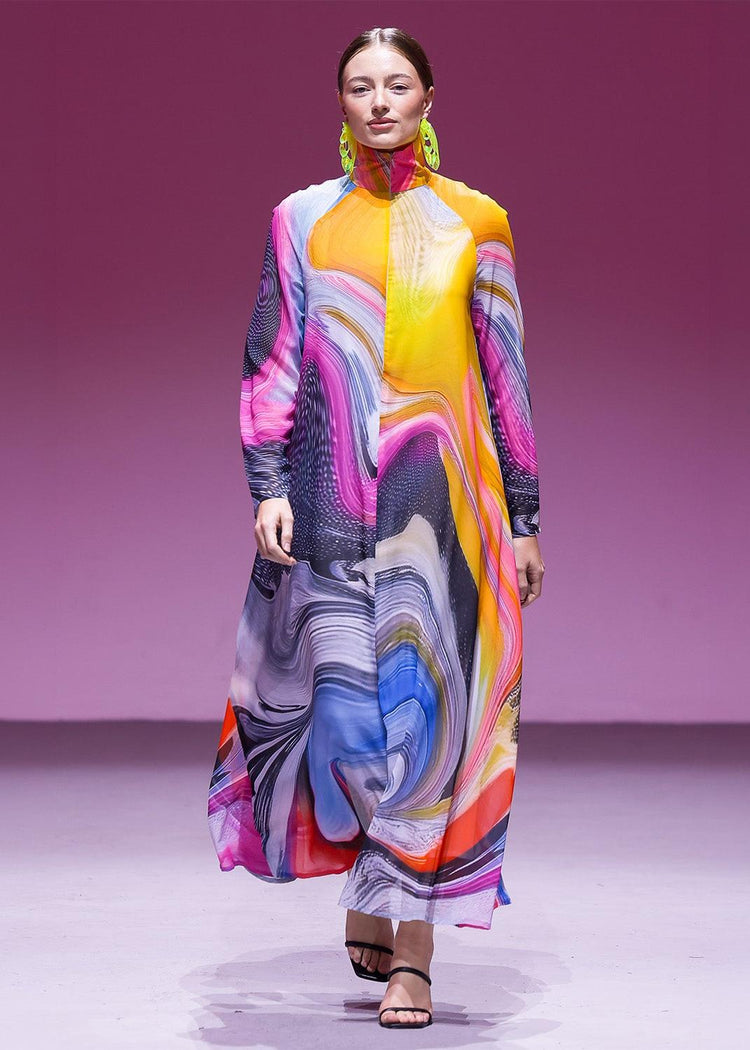 A-Shaped Maxi Dress - Smokeflow Watercolour
