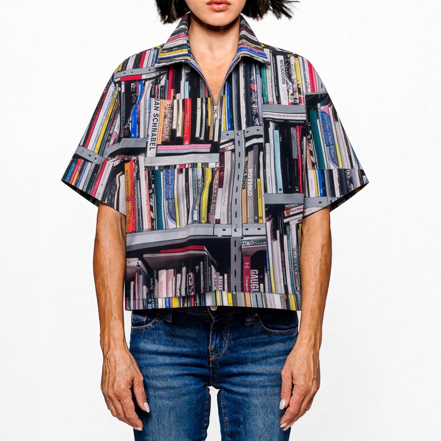 Cropped Shirt - Bookshelf of art