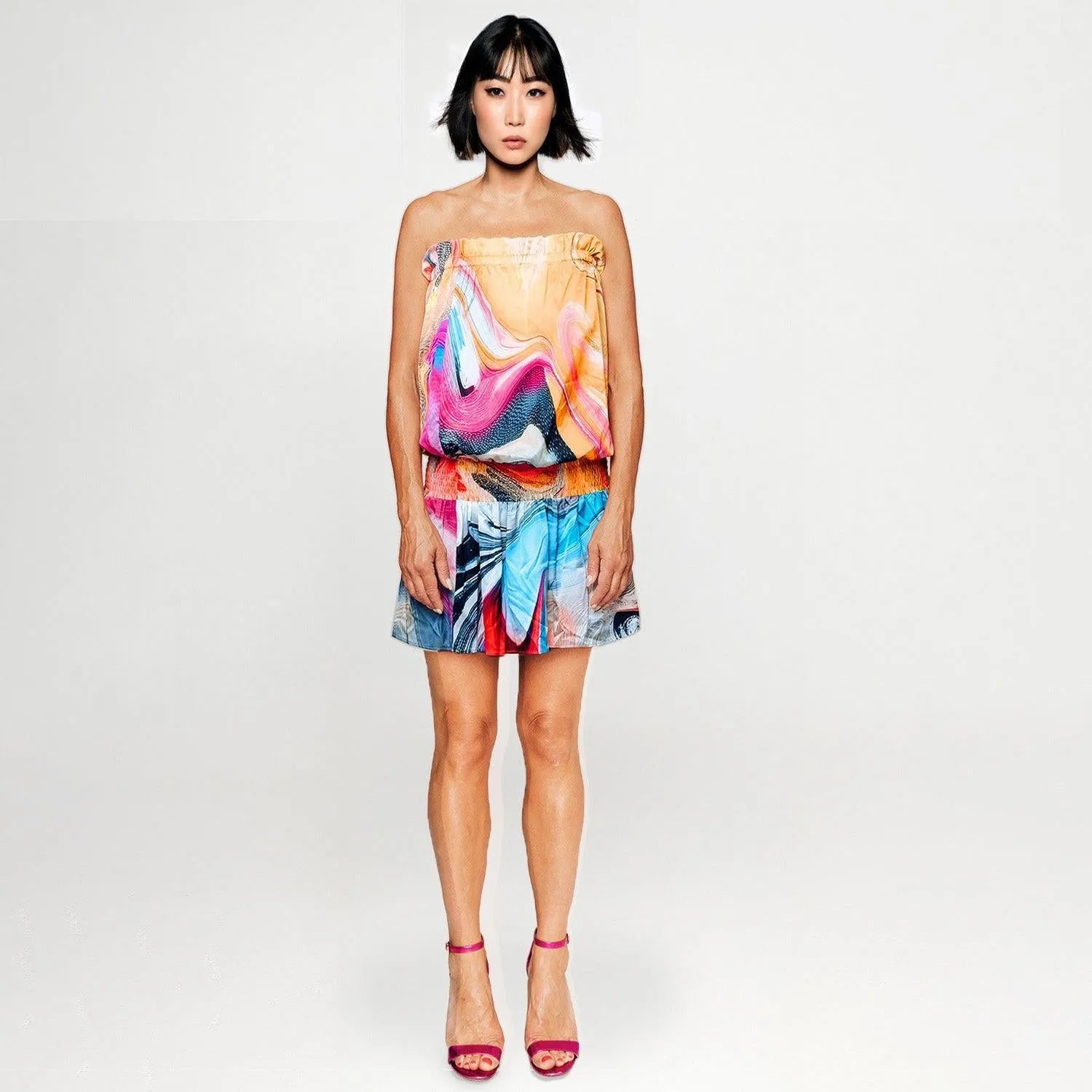 Beach Mini Dress - Smokeflow Watercolour