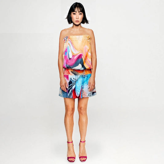 Beach Mini Dress - Smokeflow Watercolour