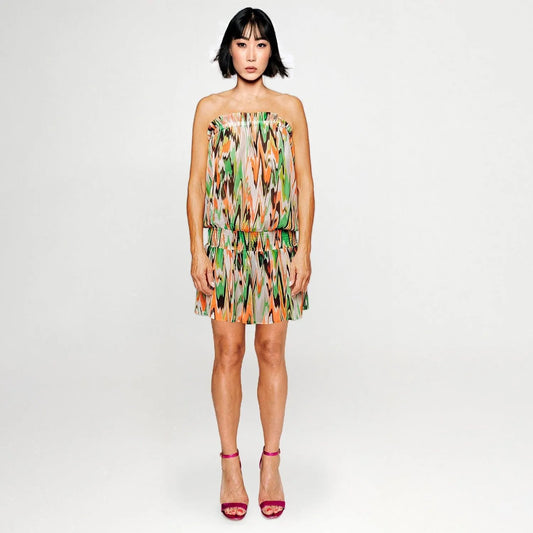 Beach Mini Dress - Zigzag Green Orange