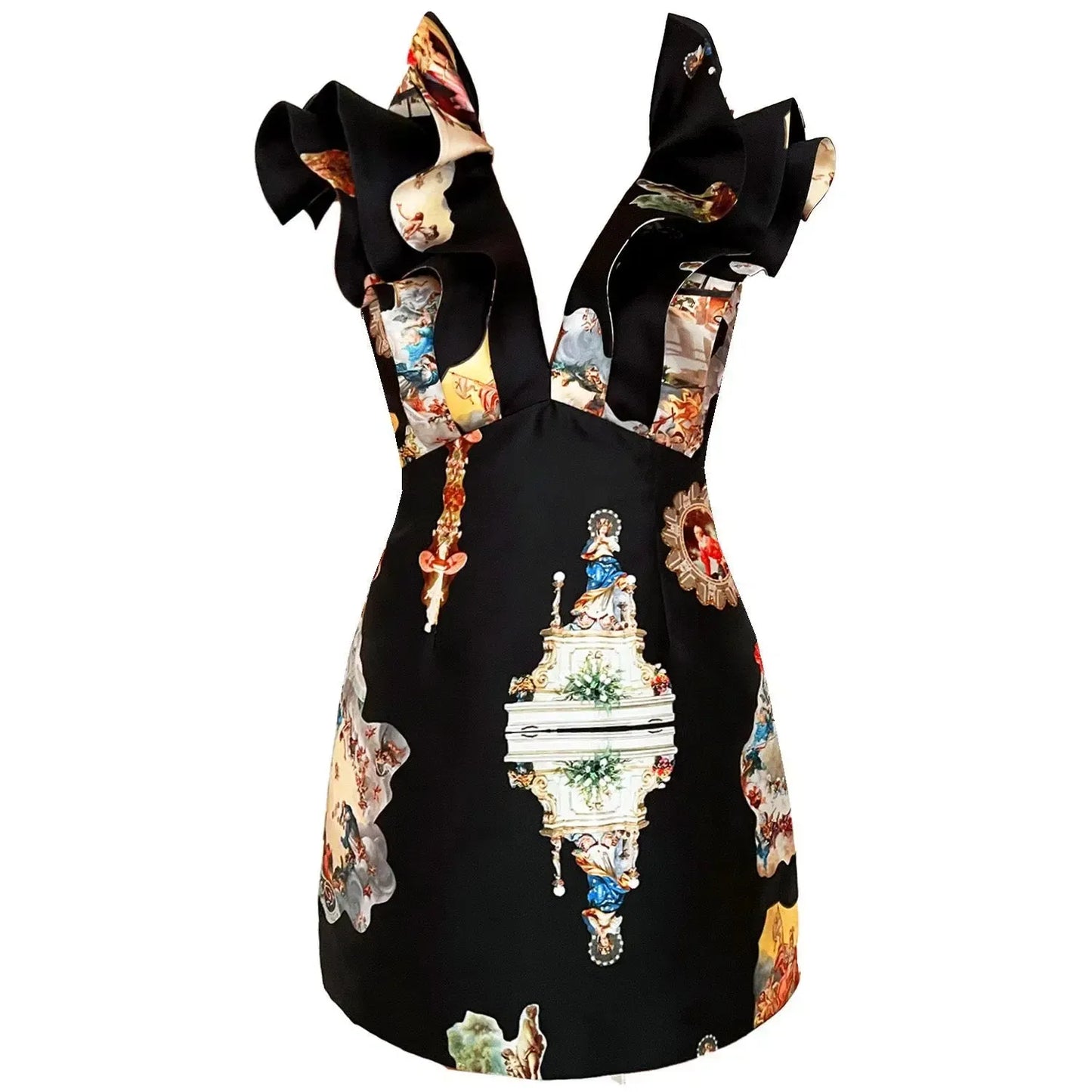 Butterfly Mini Dress - Black Sicily