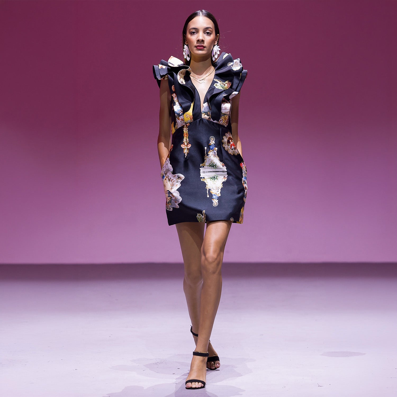 Butterfly Mini Dress - Black Sicily