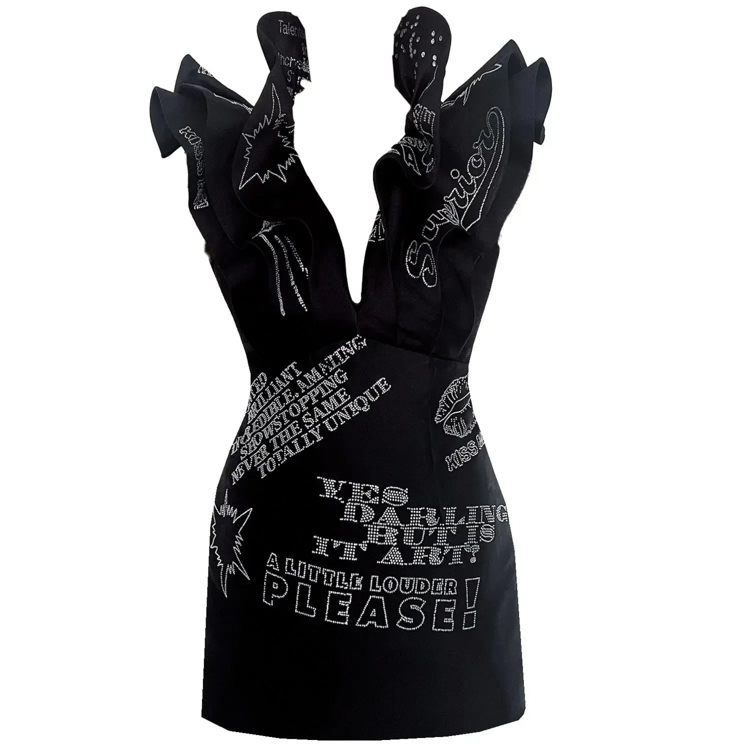 Butterfly mini dress - Black with Swarovski Details