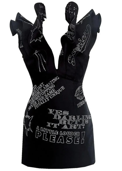 Butterfly mini dress - Black with Swarovski Details