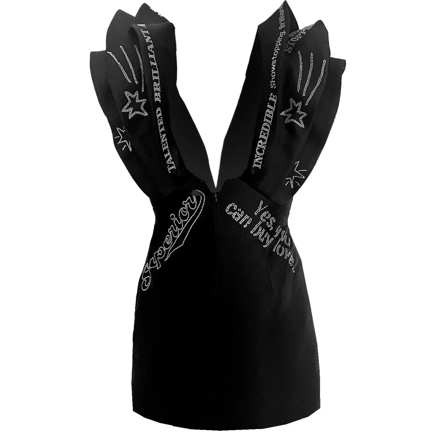 Butterfly mini dress - Black with Swarovski Details