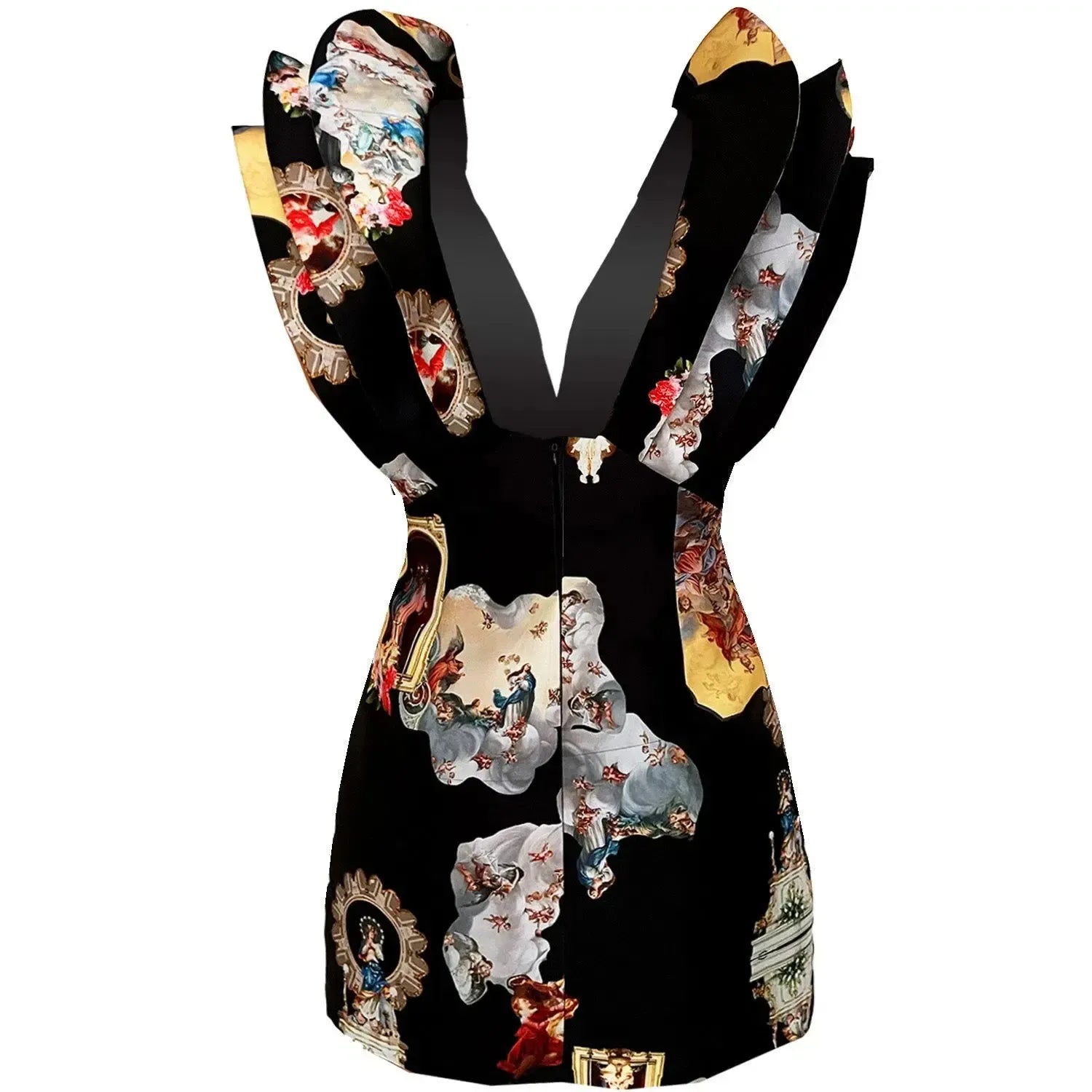 Butterfly mini dress printed black sicily
