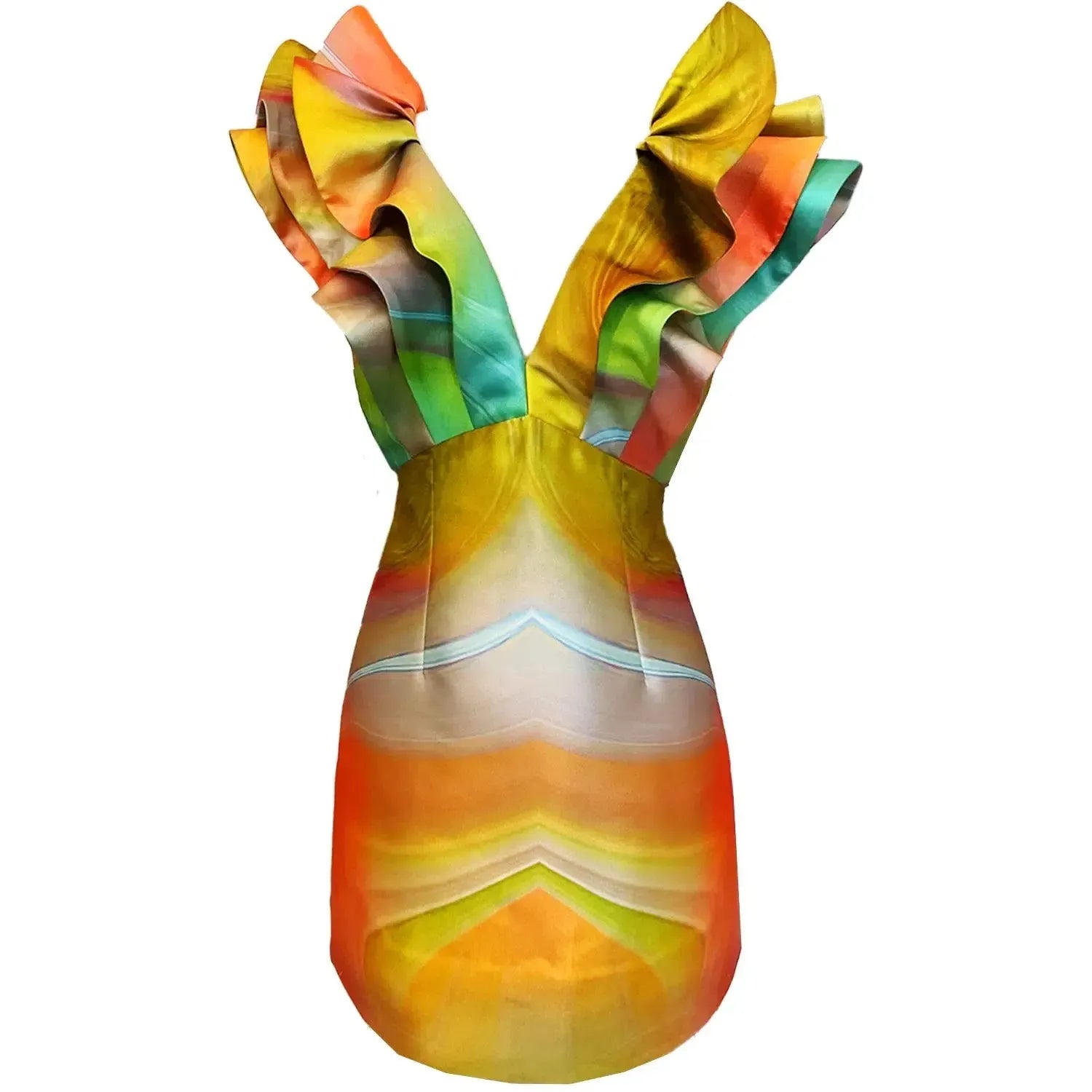 Butterfly mini dress printed yellow