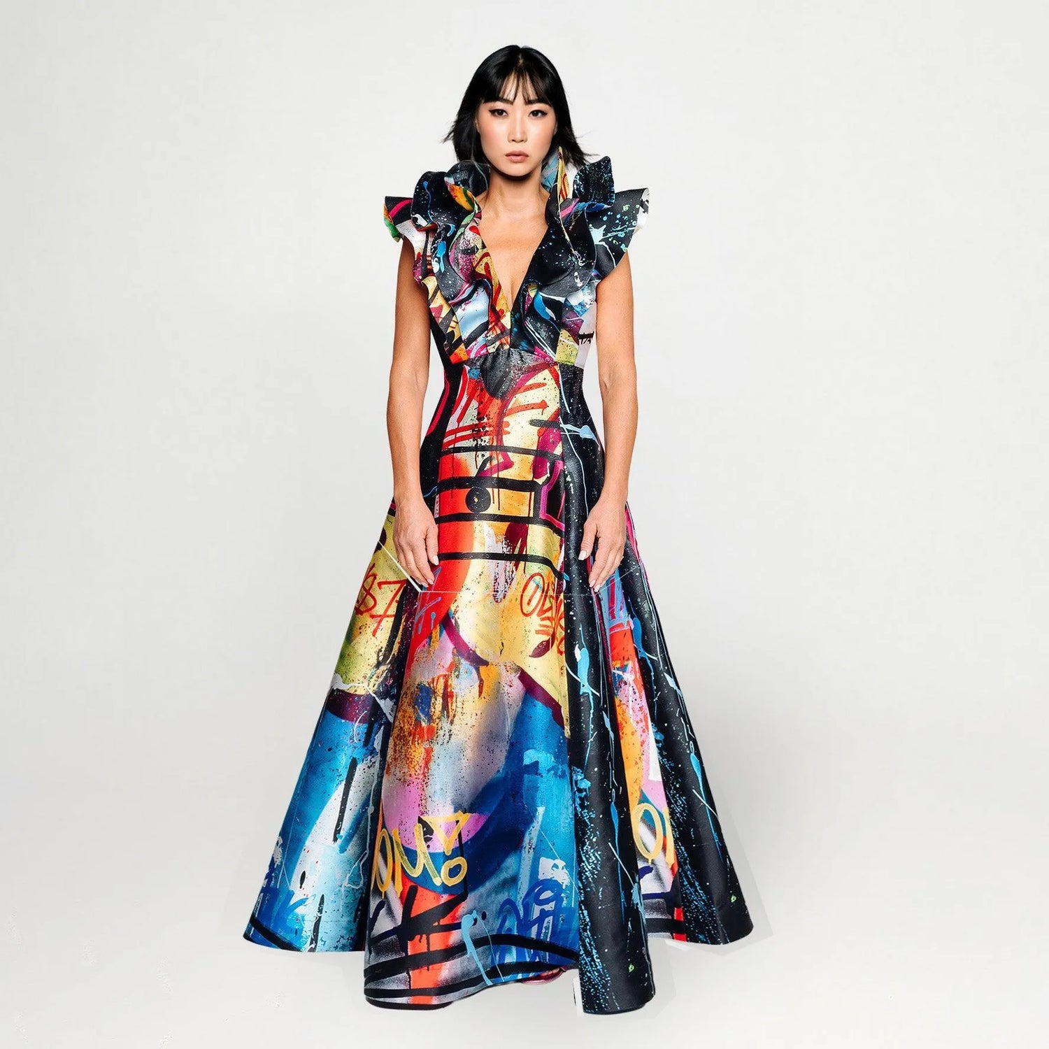 CUSTOMMADE Butterfly long evening dress printed