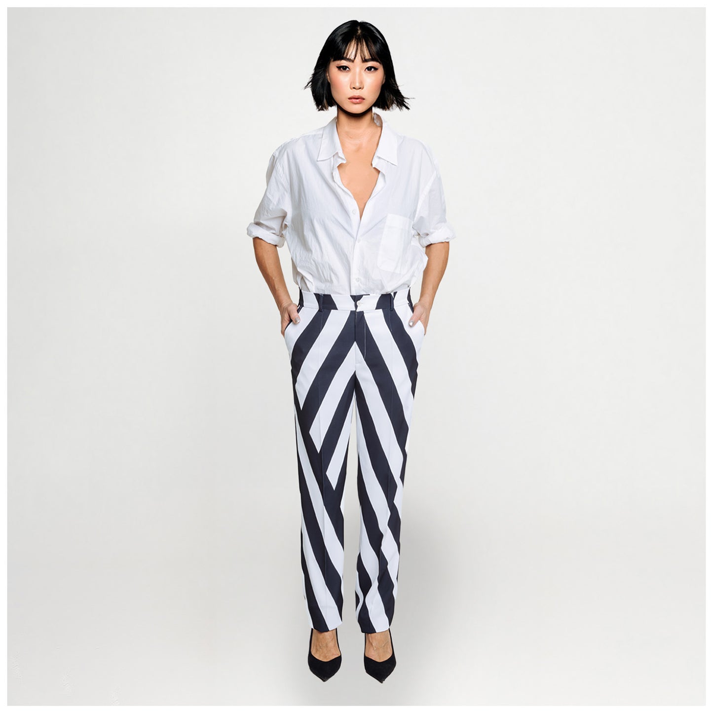 Classic Suit Pants - Black & White