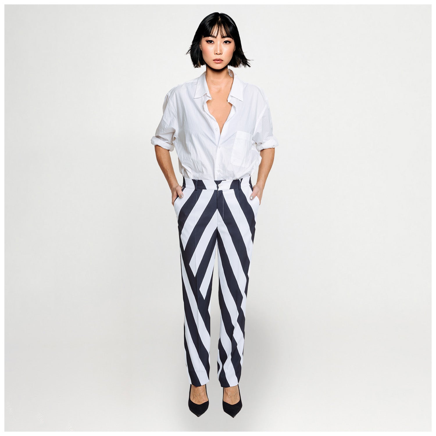 Classic Suit Pants - Black & White