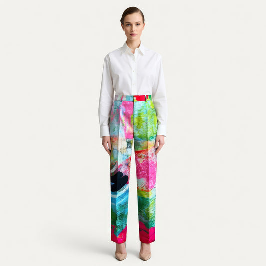 Classic Suit Pants - Mother Pink Red Green