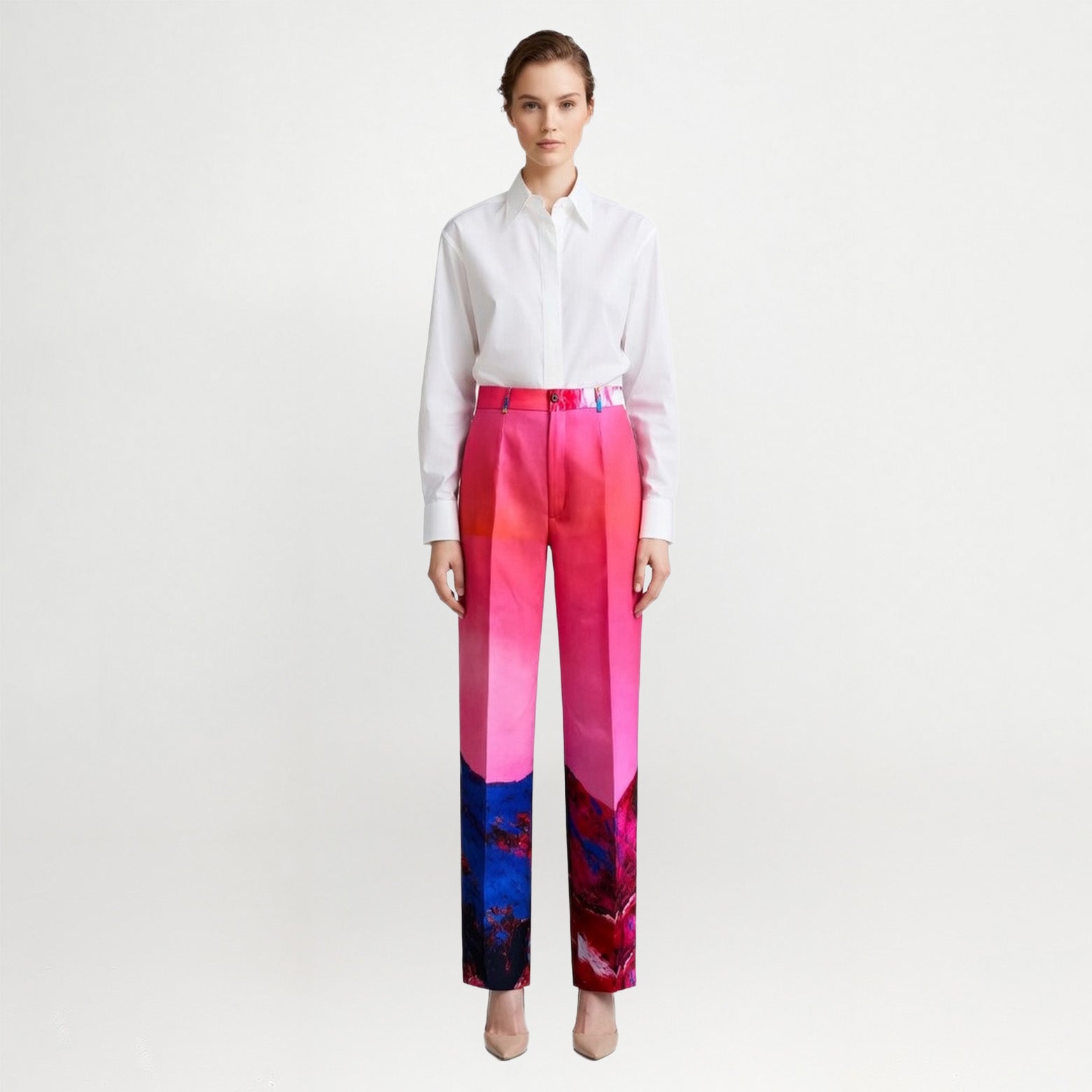 Classic Suit Pants - Red Blue Landscape