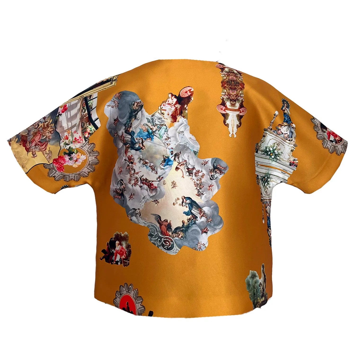 Cropped Jacket with Bow Detail cognac sicily printed