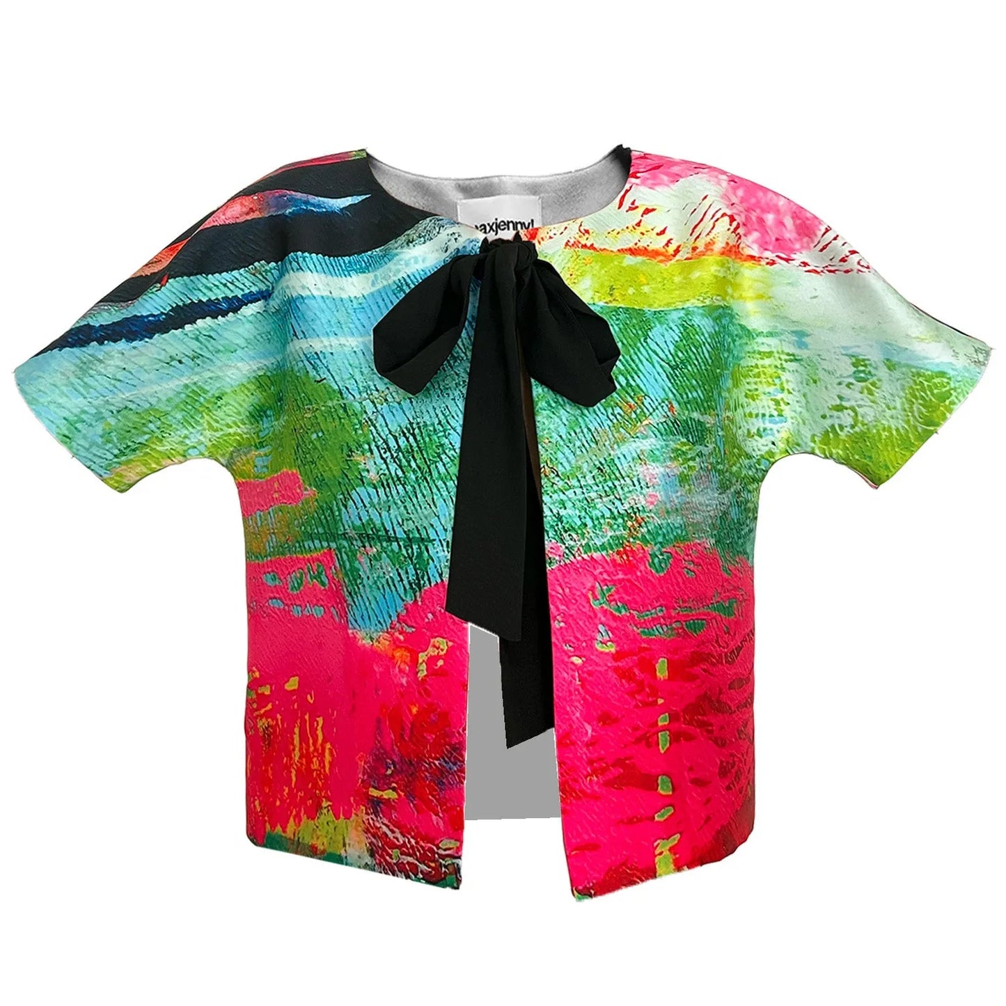 Cropped Jacket with Bow Detail printed mother