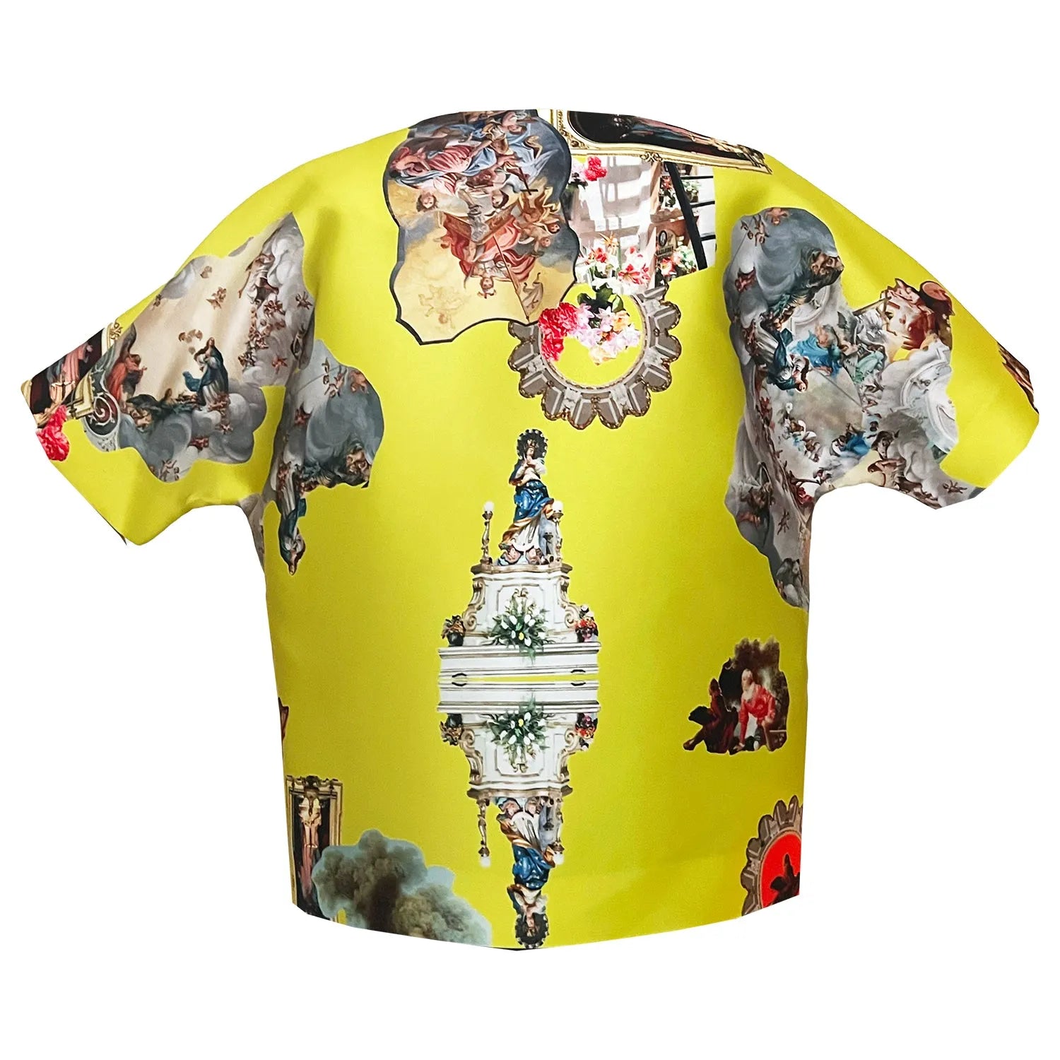 Cropped Jacket with Bow Detail sicily yellow printed