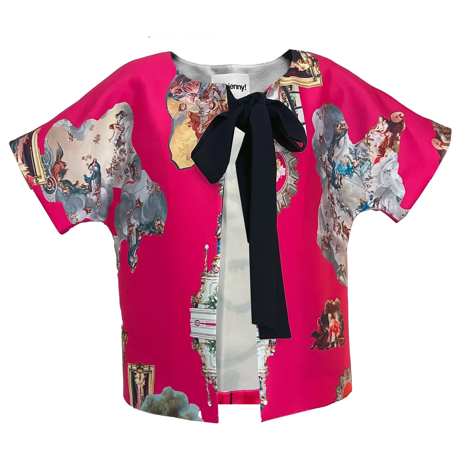 Cropped Jacket with Bow Detail siclily hot pink printed