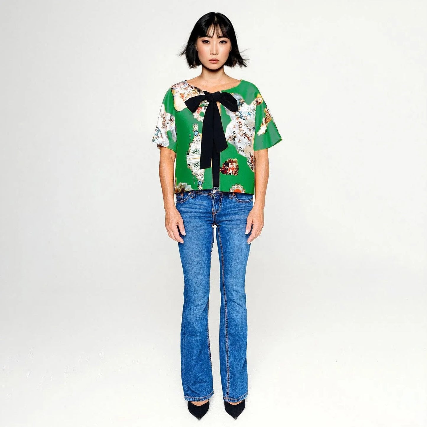 Cropped Jacket with Bow - Sicily Green