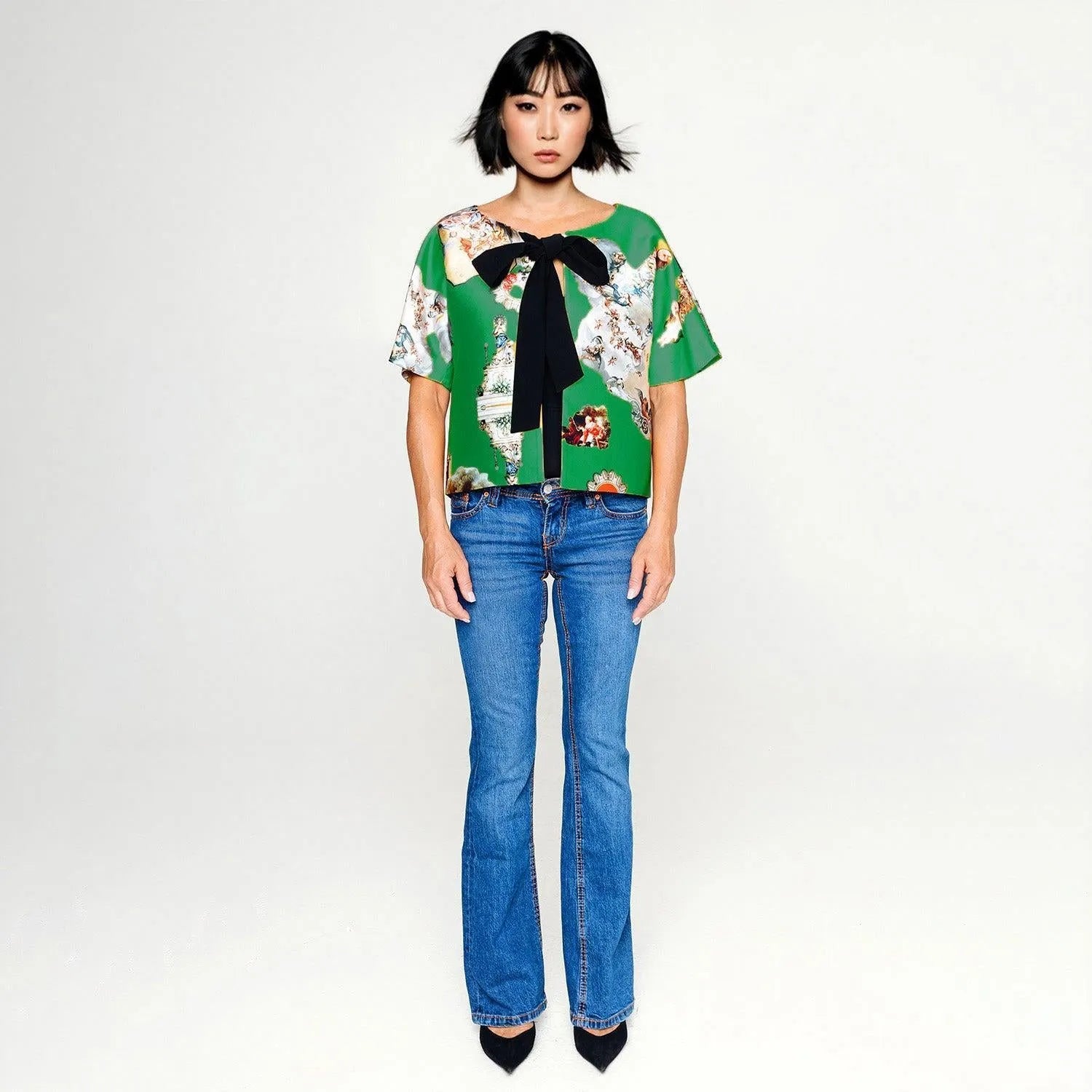 Cropped Jacket with Bow - Sicily Green