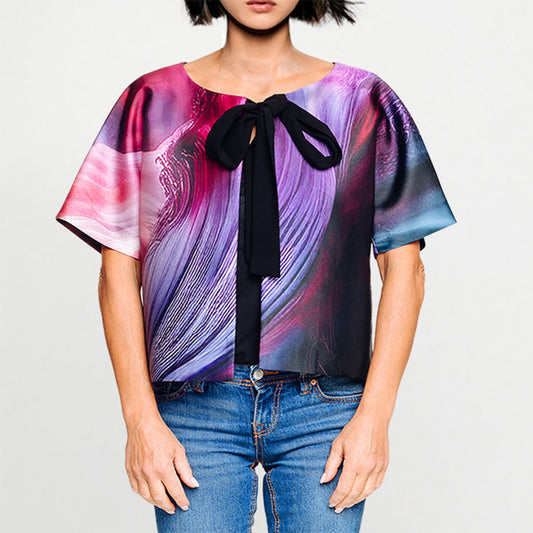 Cropped Jacket with Bow - Smokeflow Purple