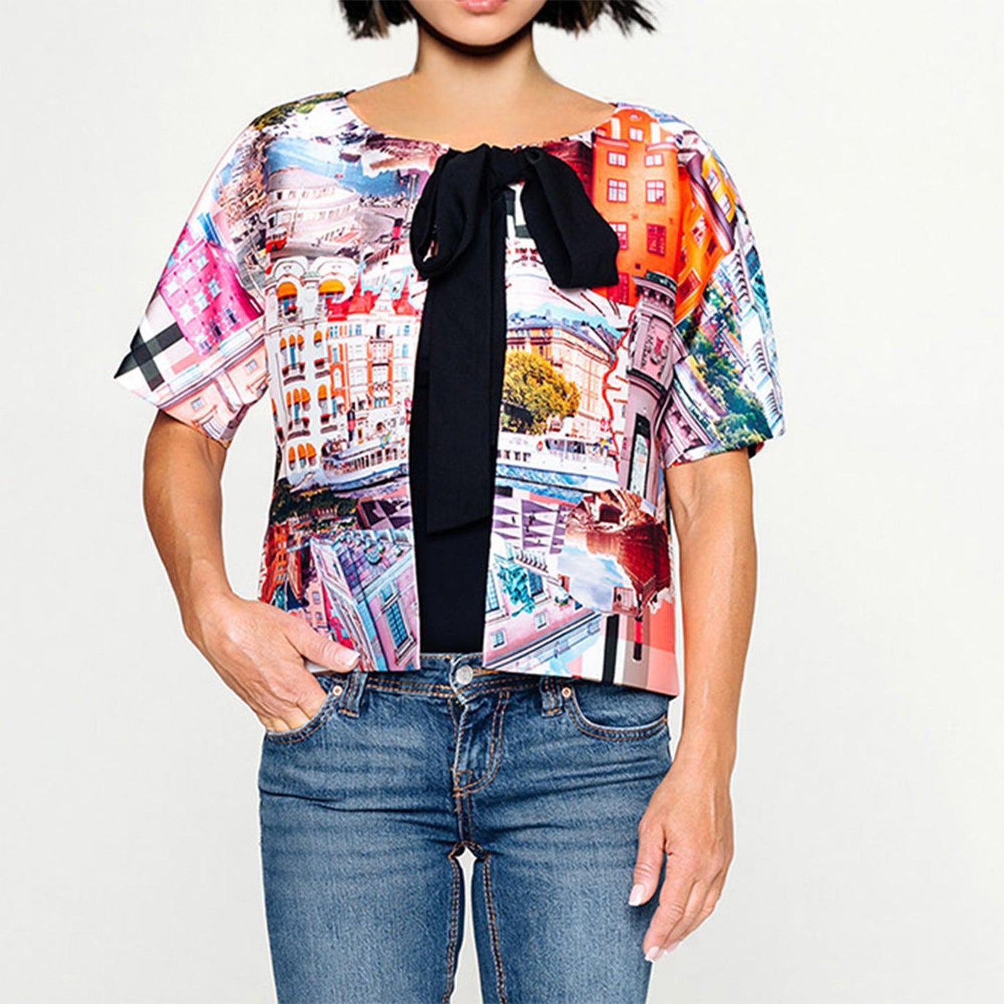 Cropped Jacket with Bow - Stockholm Royal Pink