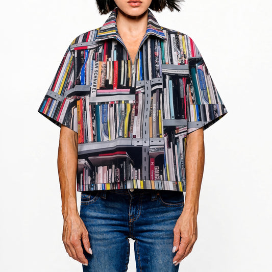 Cropped Shirt - Bookshelf of art