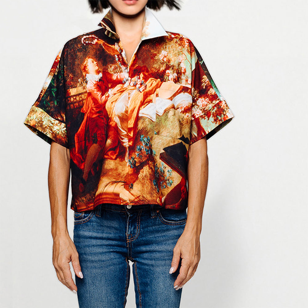 Cropped Shirt - Garden Royal