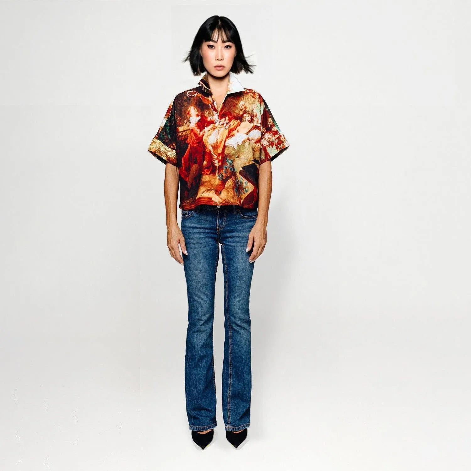 Cropped Shirt - Garden Royal