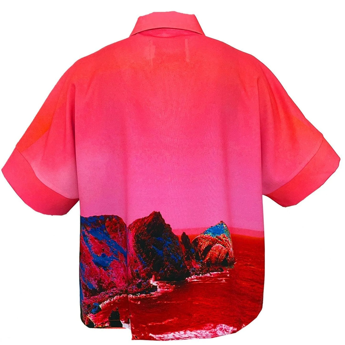 Cropped Shirt - Red Blue Landscape