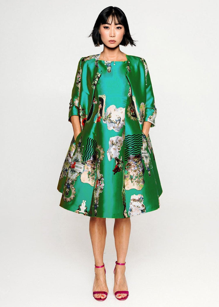 Custom-Made Midi Dress + Tailored Coat - Special Print