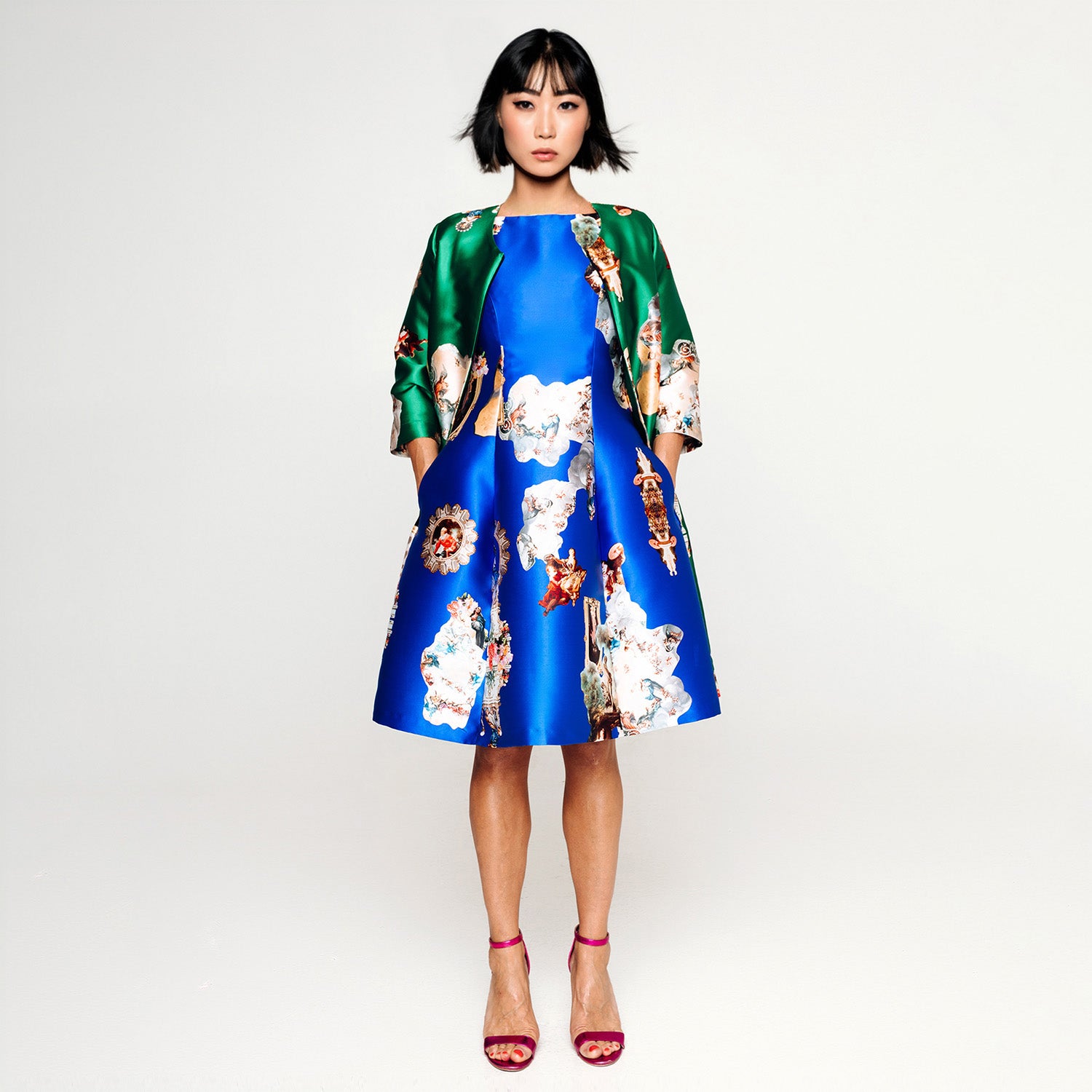 Custom-Made Midi Dress + Tailored Coat - Special Print