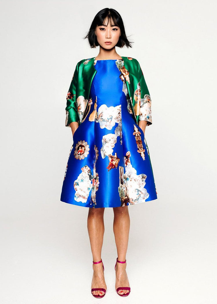 Custom-Made Midi Dress + Tailored Coat - Special Print