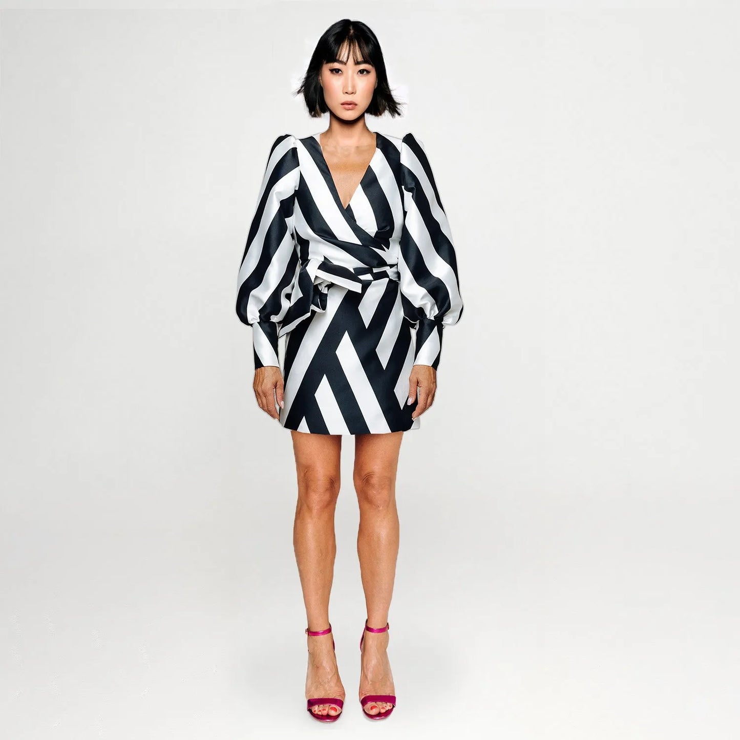 Custom-Made Wrap Mini Dress - Special Print