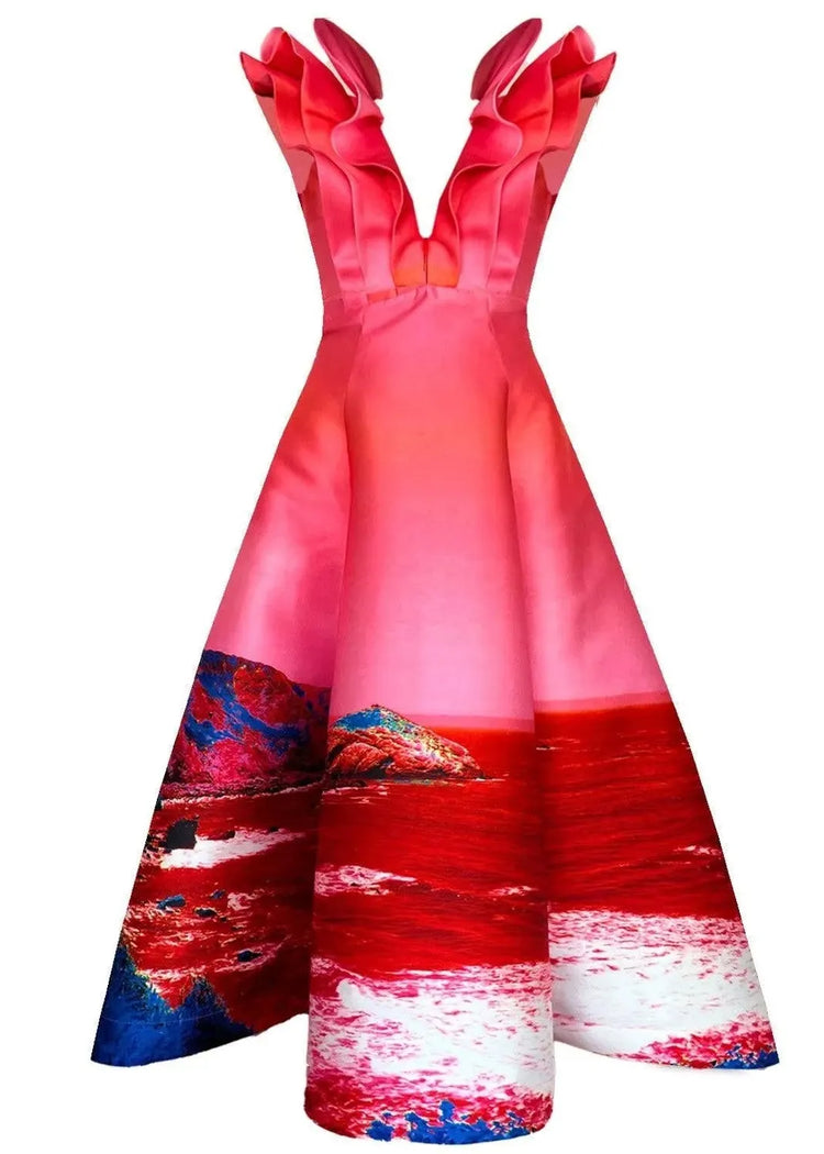 Custom-Made Butterfly Evening Dress - Special Print