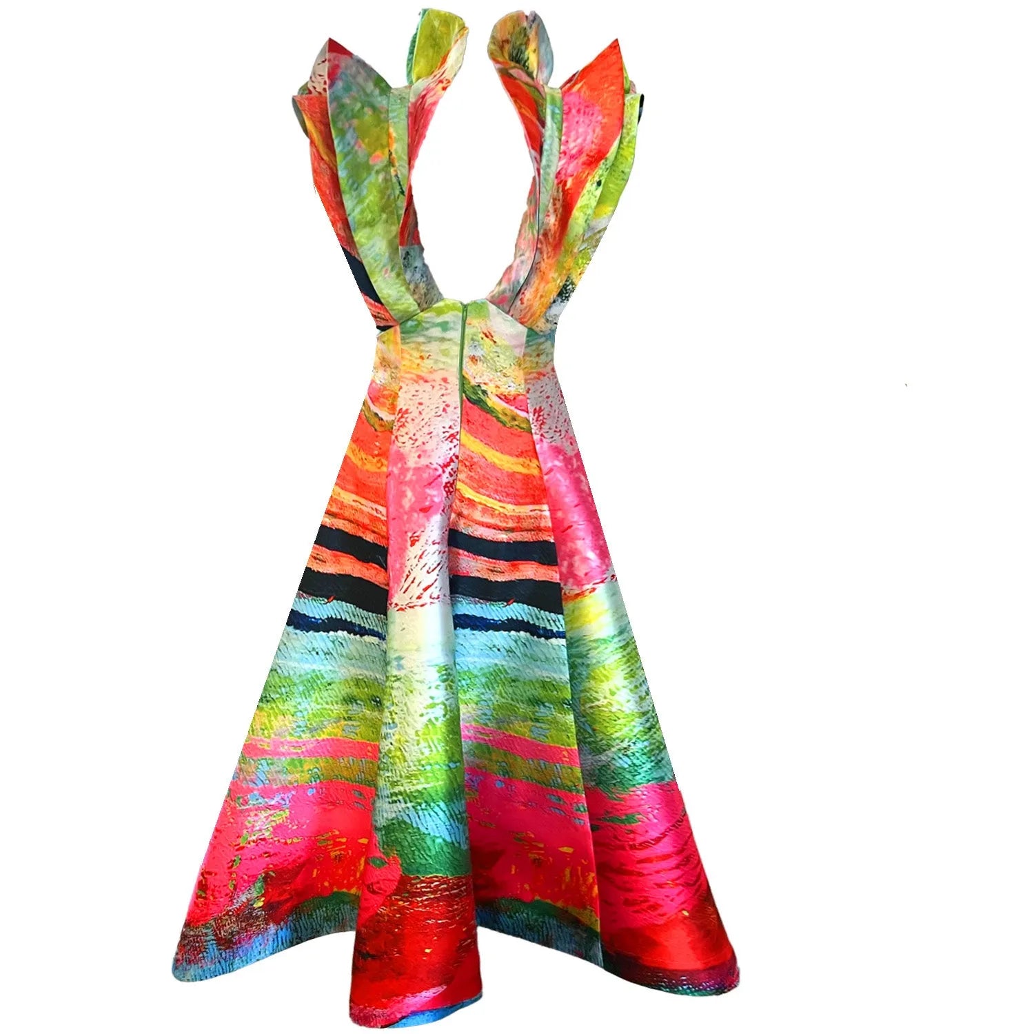 Custommade Butterfly Evening Dress - Red Blue Landscape