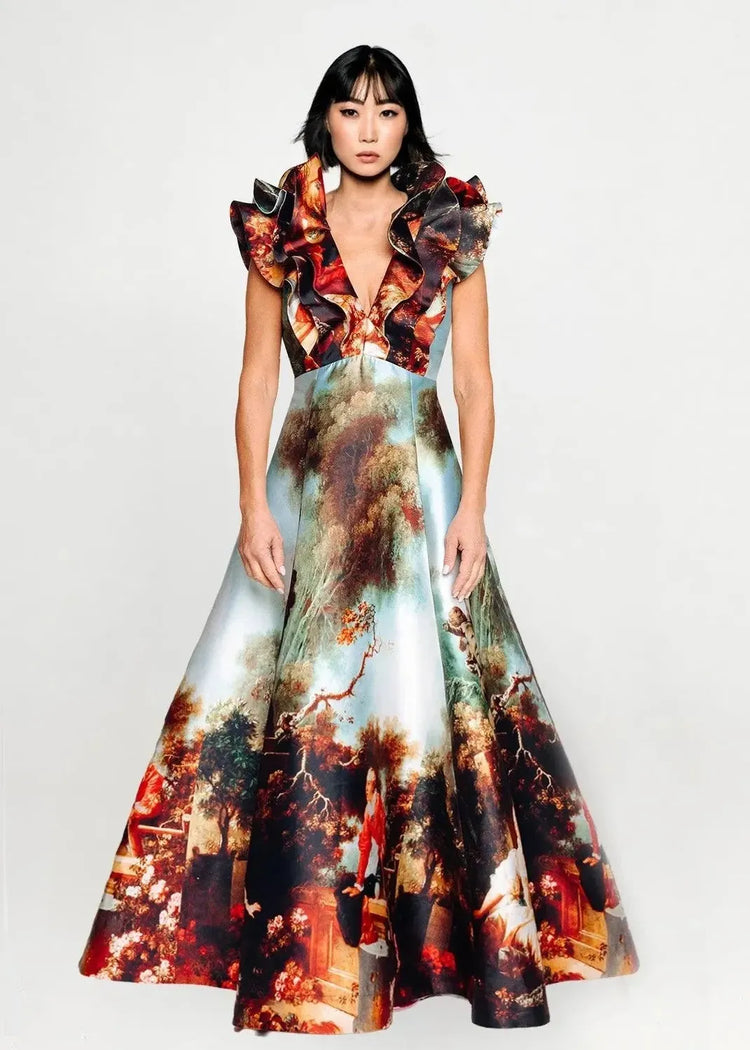 Custom-Made Butterfly Evening Dress - Special Print