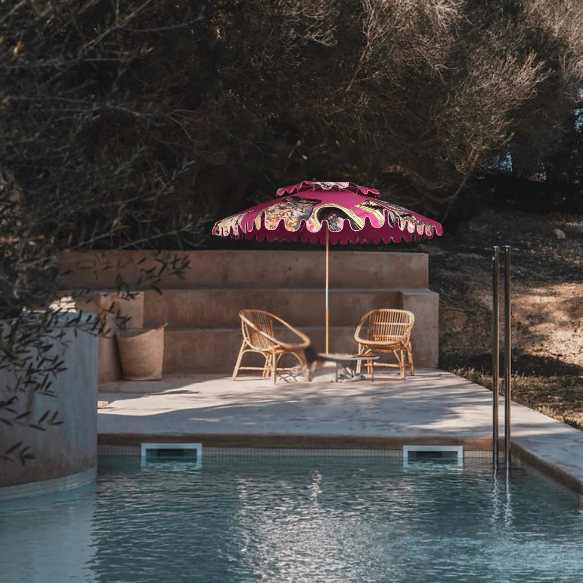 Double Tier Parasol – Dubble Pink | 230 cm Luxury Garden Umbrella