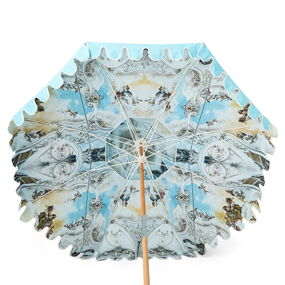 Double Tier Parasol – Light Blue | 230 cm Luxury Garden Umbrella