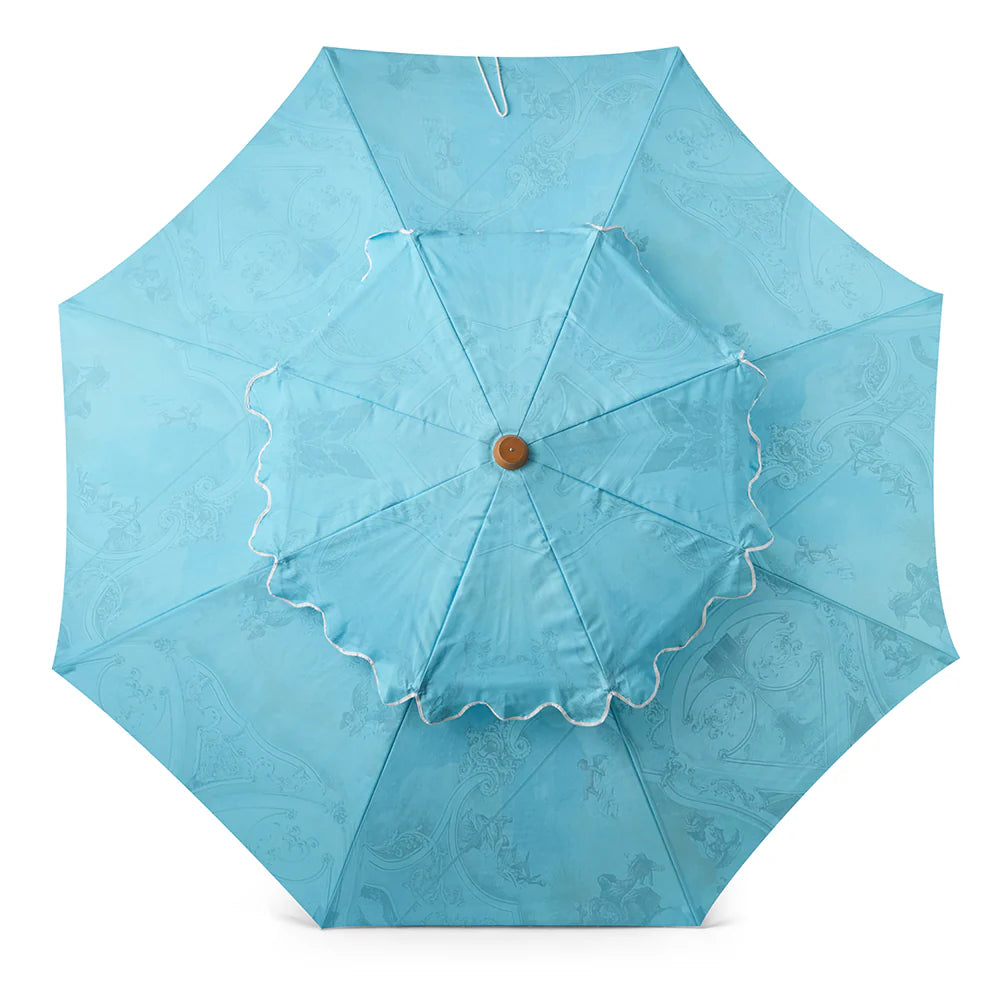 Double Tier Parasol – Light Blue | 230 cm Luxury Garden Umbrella