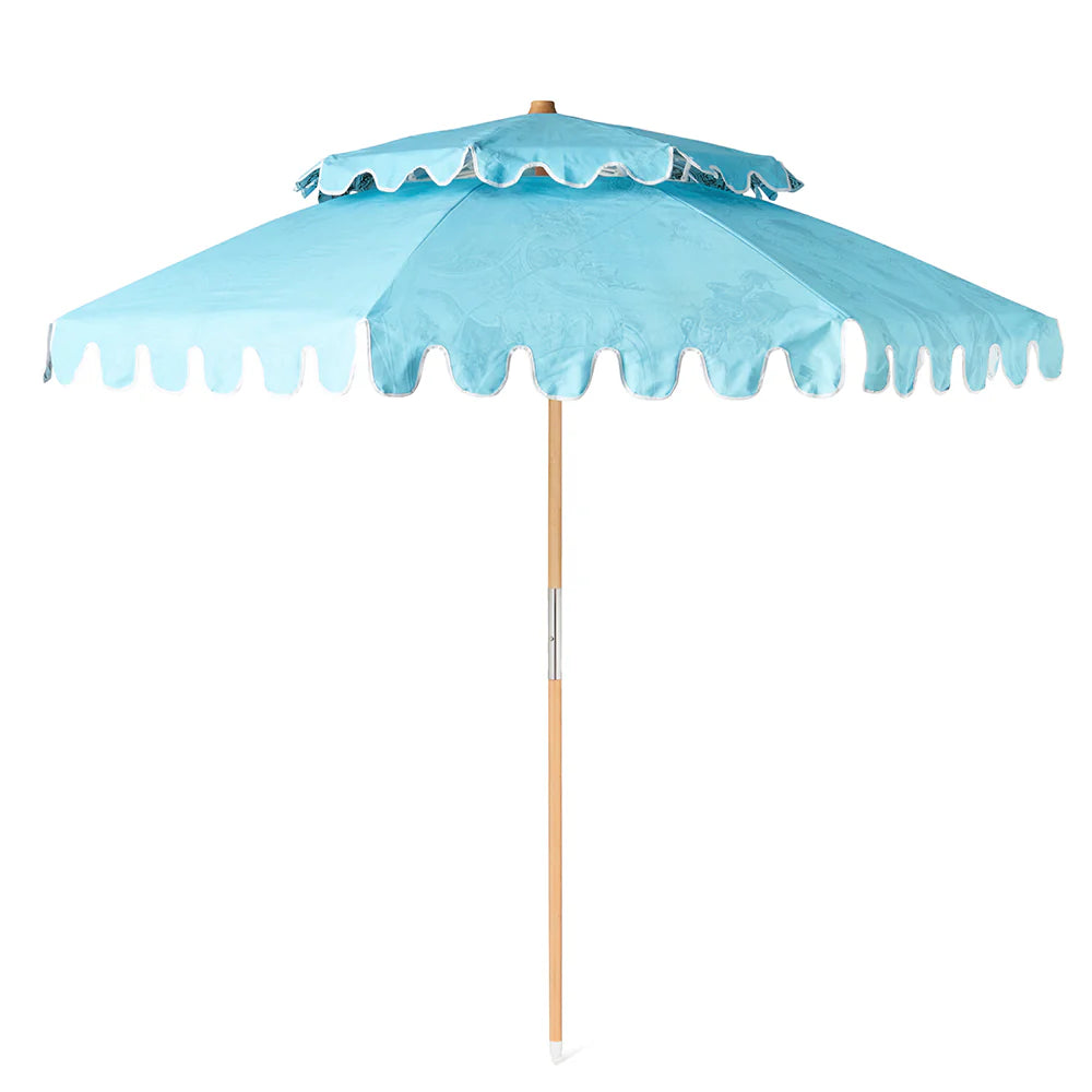 Double Tier Parasol – Light Blue | 230 cm Luxury Garden Umbrella