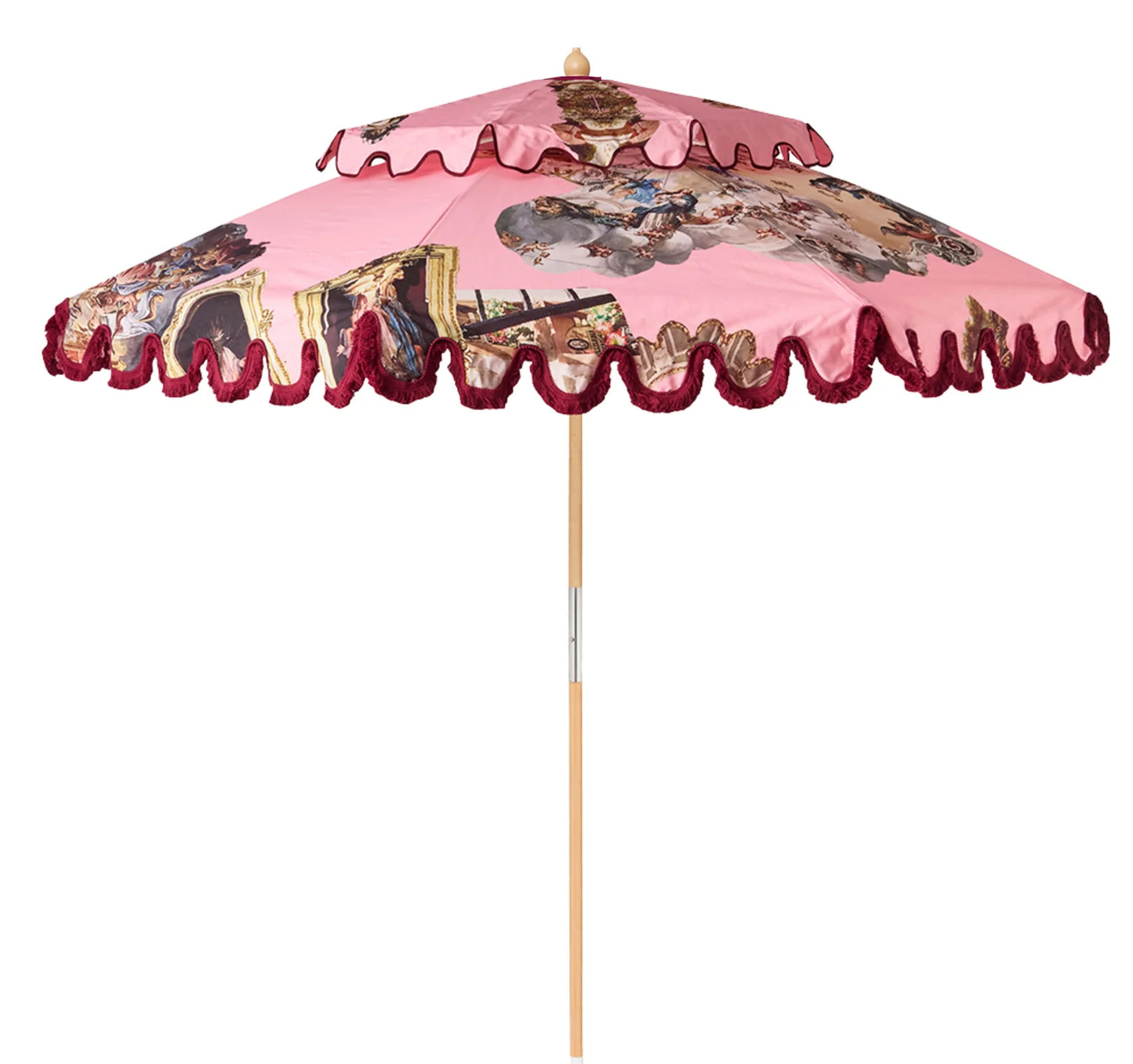 Double Tier Parasol – Rose Pink | 230 cm Luxury Garden Umbrella