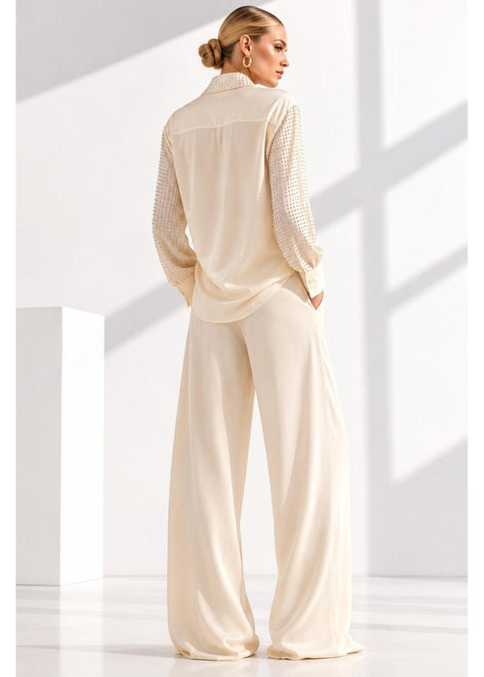 Swarovski Crystal Pyjama Set – Cream white
