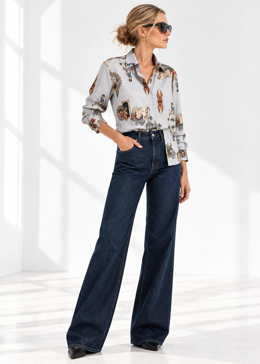 Bedruckte Viskosebluse – Sicily Off-White