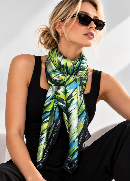 Scarf - Zigzag Lime Turquise