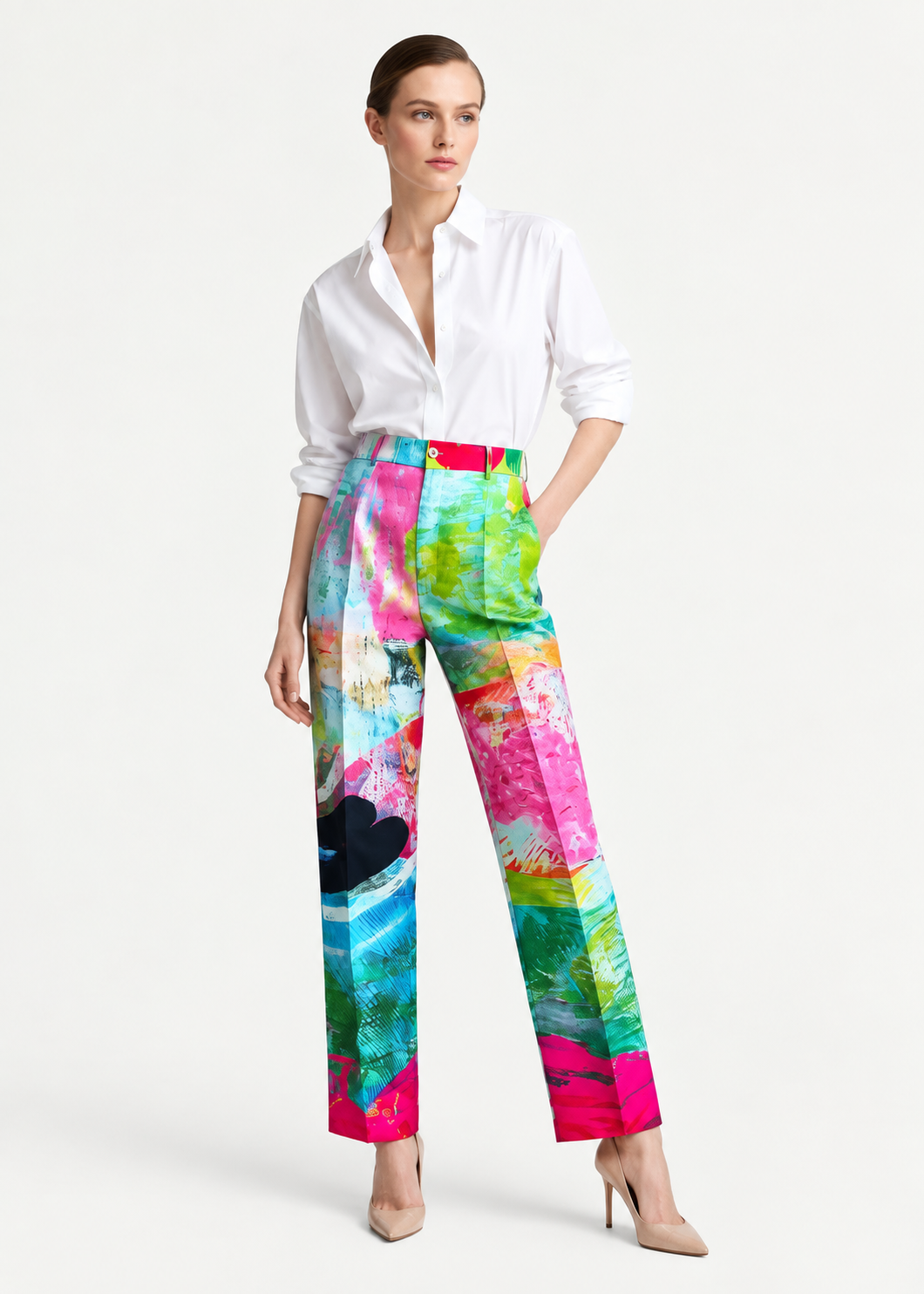 Classic Suit Pants - Mother Pink Red Green