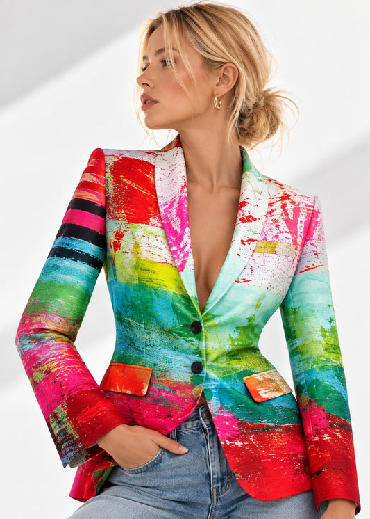 Tailored Blazer - Mother Pink Red Green