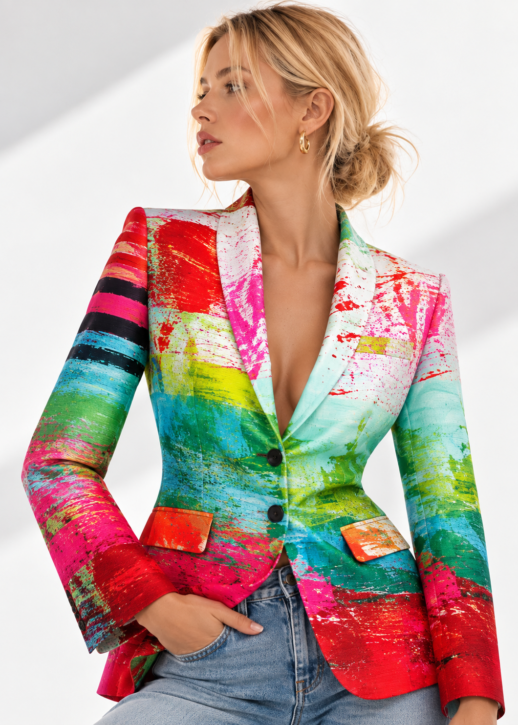 Tailored Blazer - Mother Pink Red Green