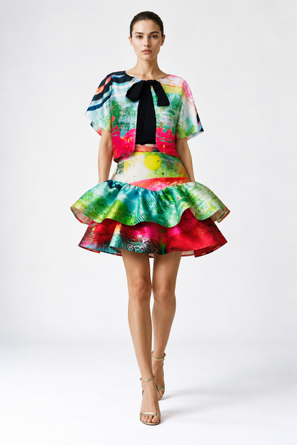 Ruffle Mini Skirt – Mother Pink Red Green